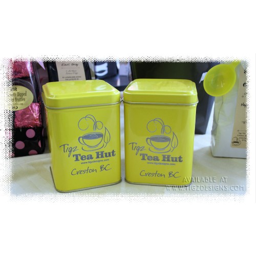 Tigz TEA HUT Engraved Yellow Tea Tin